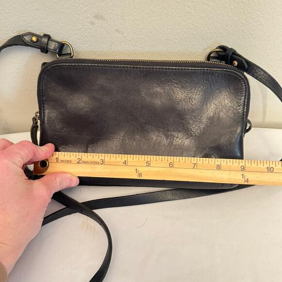 Madewell Black Leather Twin Zip Pouch Snap Bottom Crossbody Bag w/Mirror Preppy - Picture 13 of 16